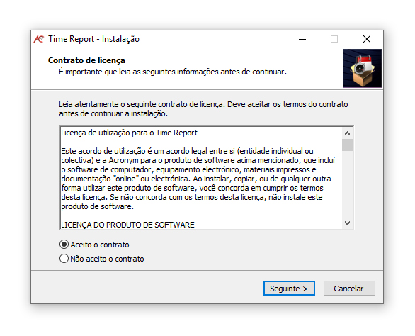 instalar o software time report 5