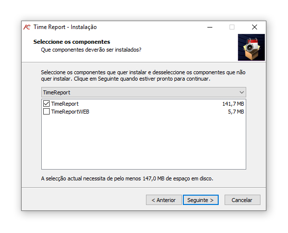 instalar o software time report 5