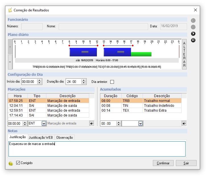 Um funcionário esqueceu-se de marcar a saída, como proceder?